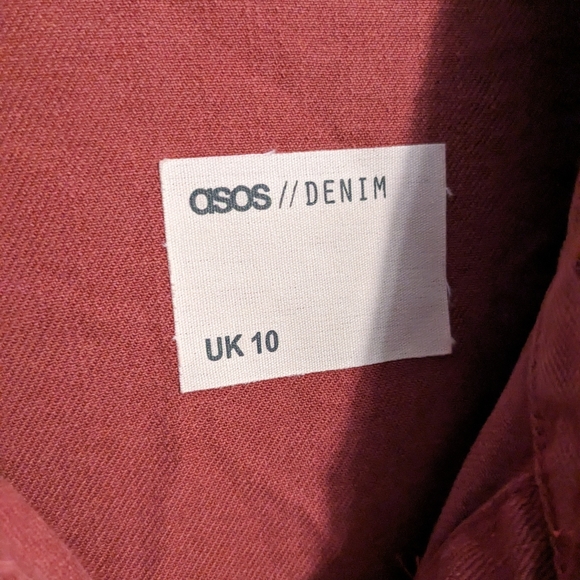 ASOS Denim Pleated Shirt in Washed Raspberry Red Size 10 - Picture 6 of 8